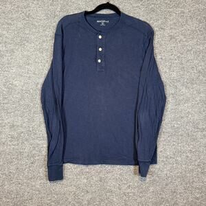 J.Crew Shirt Mens Large Blue‎ Thermal Henley Knit Long Sleeve Stretch Comfort